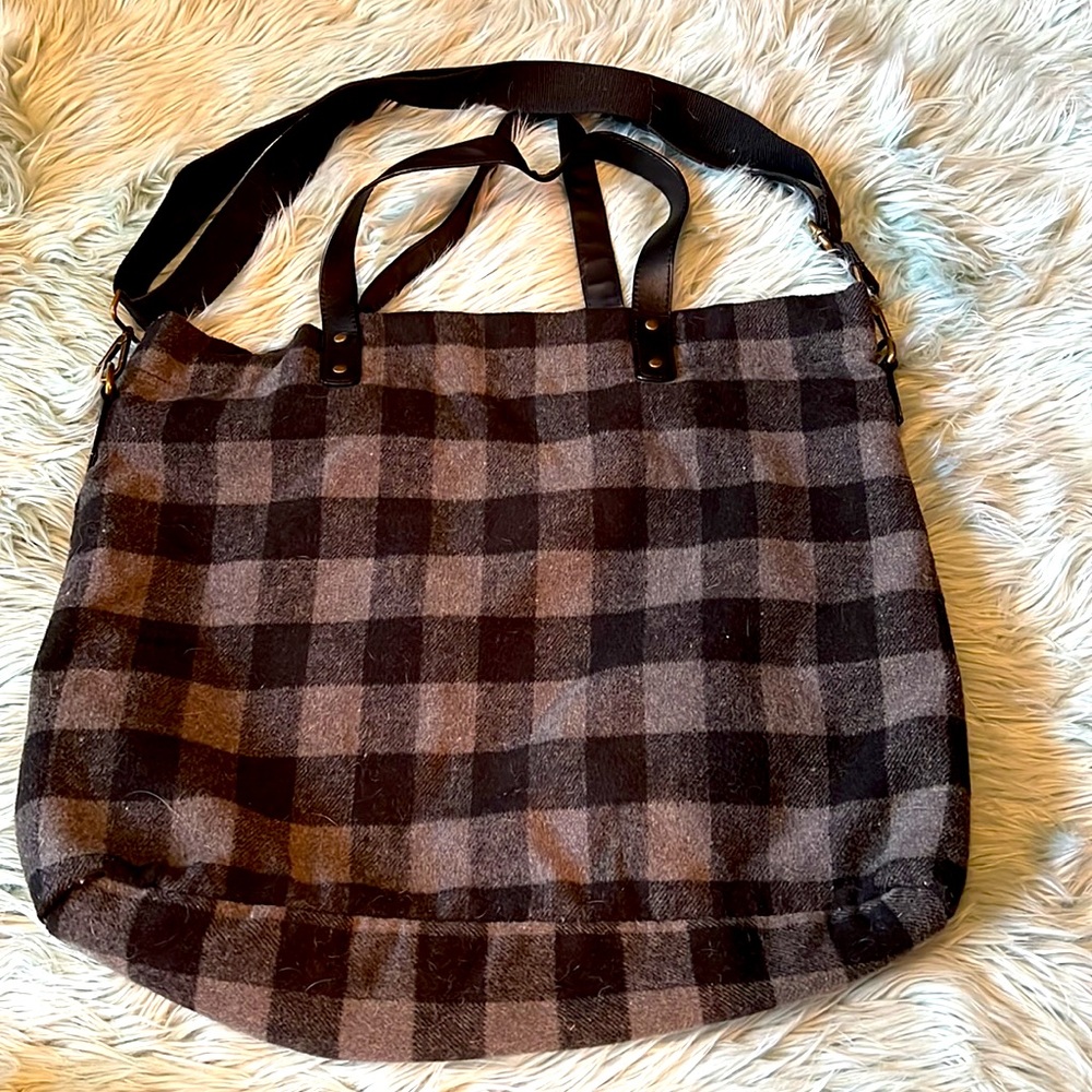 Merona satchel crossbody book bag, flannel